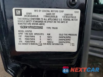 Zdjęcie 12 z 12 samochodu: 2003 CHEVROLET SILVERADO K1500 VIN:1GCEK19T93Z223902 - miniatura