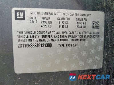 Zdjęcie 13 z 13 samochodu: 2018 CHEVROLET IMPALA LT VIN:2G1105S32J9121380 - miniatura