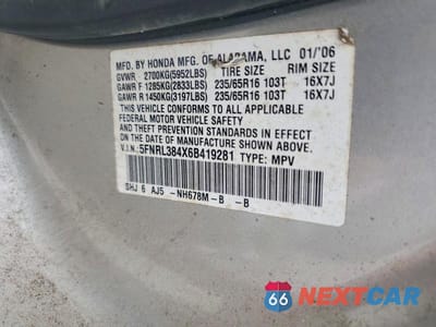 Zdjęcie 13 z 13 samochodu: 2006 HONDA ODYSSEY EX VIN:5FNRL384X6B419281 - miniatura