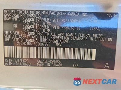 Zdjęcie 14 z 14 samochodu: 2015 LEXUS RX 350 BASE VIN:2T2BK1BA1FC300798 - miniatura