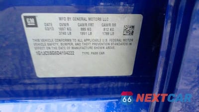 Zdjęcie 10 z 10 samochodu: 2013 CHEVROLET SONIC LT VIN:1G1JC5SG6D4194222 - miniatura