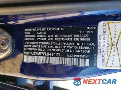 Zdjęcie 13 z 13 samochodu: 2023 PORSCHE MACAN S VIN:WP1AG2A57PLB41421 - miniatura