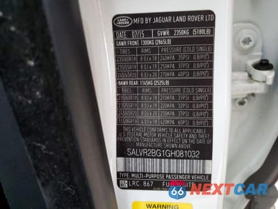 Zdjęcie 13 z 13 samochodu: 2016 LAND ROVER RANGE ROVER EVOQUE HSE VIN:SALVR2BG1GH081032 - miniatura