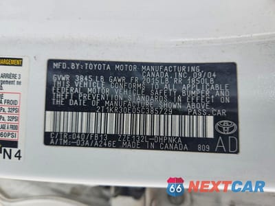 Zdjęcie 13 z 13 samochodu: 2005 TOYOTA COROLLA MATRIX XR VIN:2T1KR30E05C385729 - miniatura