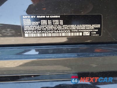 Zdjęcie 12 z 12 samochodu: 2022 BMW M3 COMPETITION VIN:WBS43AY02NFM46005 - miniatura