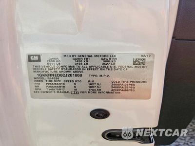 Zdjęcie 13 z 13 samochodu: 2012 GMC ACADIA SLE VIN:1GKKRNED6CJ261868 - miniatura