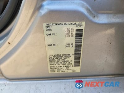 Zdjęcie 12 z 12 samochodu: 2019 NISSAN ALTIMA 2.5 SR VIN:1N4BL4CV0KC198083 - miniatura