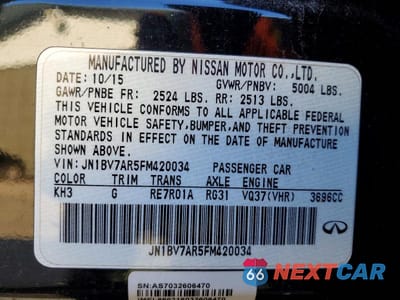 Zdjęcie 13 z 13 samochodu: 2015 INFINITI Q50 BASE VIN:JN1BV7AR5FM420034 - miniatura