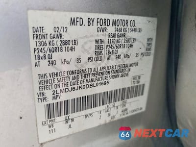 Zdjęcie 13 z 13 samochodu: 2013 LINCOLN MKX VIN:2LMDJ6JK0DBL01695 - miniatura
