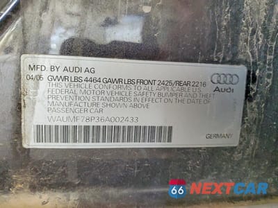 Zdjęcie 13 z 13 samochodu: 2006 AUDI A3 2.0 SPORT VIN:WAUMF78P36A002433 - miniatura