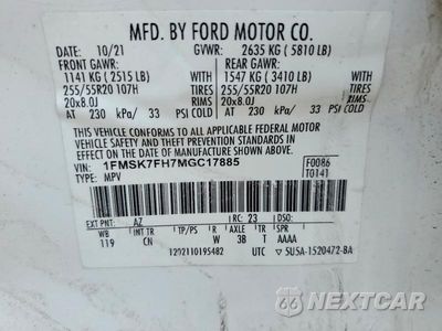 Zdjęcie 13 z 13 samochodu: 2021 FORD EXPLORER LIMITED VIN:1FMSK7FH7MGC17885 - miniatura