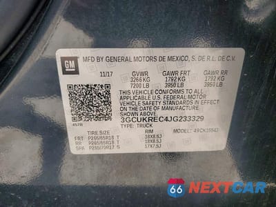 Zdjęcie 12 z 12 samochodu: 2018 CHEVROLET SILVERADO K1500 LT VIN:3GCUKREC4JG233329 - miniatura