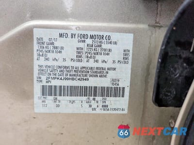 Zdjęcie 13 z 13 samochodu: 2017 FORD EDGE SEL VIN:2FMPK4J99HBC42949 - miniatura