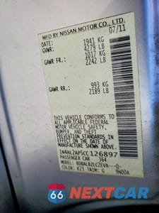Zdjęcie 12 z 12 samochodu: 2012 NISSAN ALTIMA 2.5 VIN:1N4AL2AP5CC126897 - miniatura