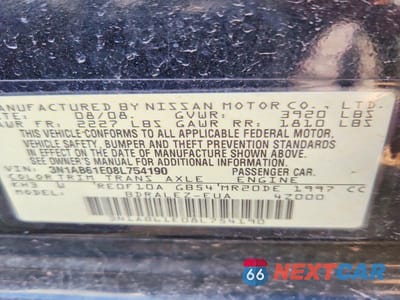 Zdjęcie 12 z 12 samochodu: 2008 NISSAN SENTRA 2.0 VIN:3N1AB61E08L754190 - miniatura