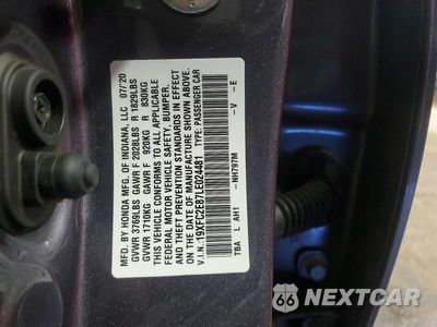 Zdjęcie 12 z 12 samochodu: 2020 HONDA CIVIC SPORT VIN:19XFC2E87LE024481 - miniatura