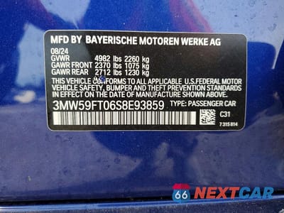 Zdjęcie 12 z 12 samochodu: 2025 BMW M340I VIN:3MW59FT06S8E93859 - miniatura