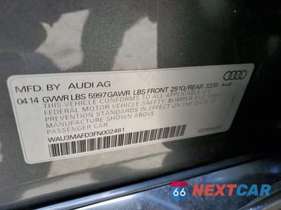 Zdjęcie 12 z 12 samochodu: 2015 AUDI A8 L TDI QUATTRO VIN:WAU3MAFD3FN002481 - miniatura