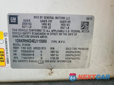 Zdjęcie 14 z 14 samochodu: 2014 CHEVROLET TRAVERSE LT VIN:1GNKRHKD4EJ110989 - miniatura