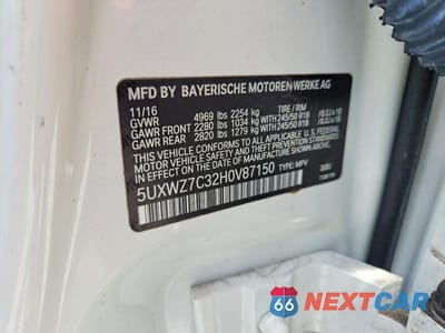 Zdjęcie 13 z 13 samochodu: 2017 BMW X3 SDRIVE28I VIN:5UXWZ7C32H0V87150 - miniatura