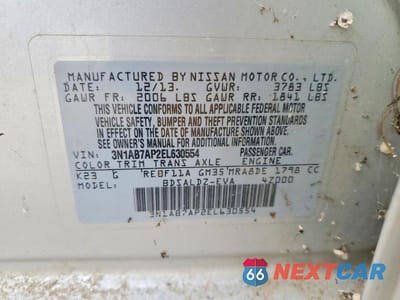 Zdjęcie 12 z 12 samochodu: 2014 NISSAN SENTRA SV VIN:3N1AB7AP2EL630554 - miniatura