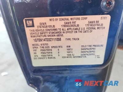 Zdjęcie 12 z 12 samochodu: 2002 GMC NEW SIERRA K1500 VIN:1GTEK14T22Z111058 - miniatura