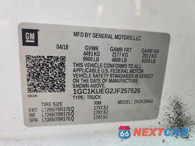 Zdjęcie 12 z 12 samochodu: 2018 CHEVROLET SILVERADO K2500 HEAVY DUTY VIN:1GC1KUEG2JF257526 - miniatura