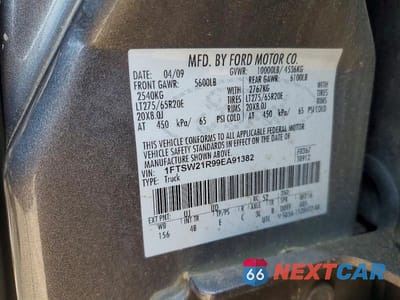 Zdjęcie 12 z 12 samochodu: 2009 FORD F250 SUPER DUTY VIN:1FTSW21R99EA91382 - miniatura