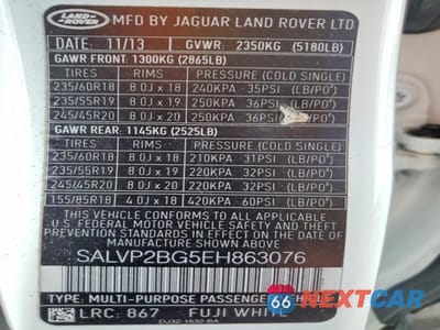 Zdjęcie 13 z 13 samochodu: 2014 LAND ROVER RANGE ROVER EVOQUE PURE PLUS VIN:SALVP2BG5EH863076 - miniatura