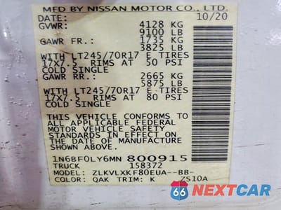 Zdjęcie 13 z 13 samochodu: 2021 NISSAN NV 2500 DELIVERY VAN VIN:1N6BF0LY6MN800915 - miniatura