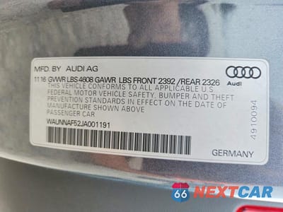 Zdjęcie 12 z 12 samochodu: 2018 AUDI A5 PREMIUM VIN:WAUNNAF52JA001191 - miniatura