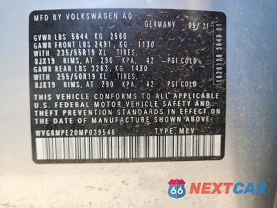 Zdjęcie 12 z 12 samochodu: 2021 VOLKSWAGEN ID.4 PRO VIN:WVGRMPE20MP039548 - miniatura