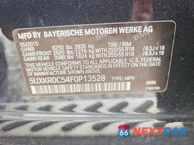 Zdjęcie 12 z 12 samochodu: 2015 BMW X5 XDRIVE35I VIN:5UXKR0C54F0P13528 - miniatura
