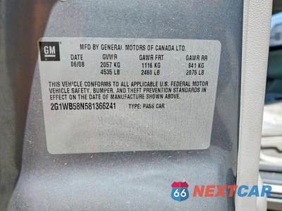 Zdjęcie 12 z 12 samochodu: 2008 CHEVROLET IMPALA LS VIN:2G1WB58N581366241 - miniatura