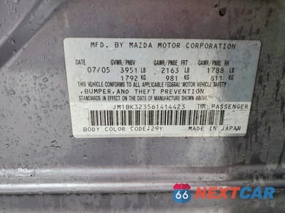 Zdjęcie 13 z 13 samochodu: 2006 MAZDA 3 S VIN:JM1BK323561414423 - miniatura