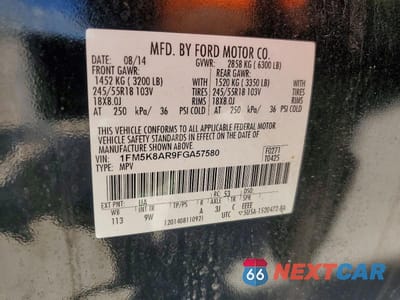 Zdjęcie 14 z 14 samochodu: 2015 FORD EXPLORER POLICE INTERCEPTOR VIN:1FM5K8AR9FGA57580 - miniatura