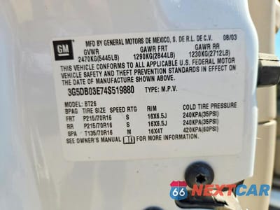 Zdjęcie 12 z 12 samochodu: 2004 BUICK RENDEZVOUS CX VIN:3G5DB03E74S519880 - miniatura