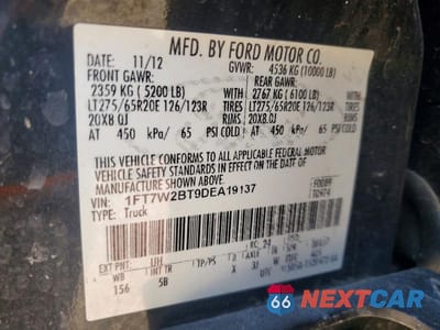 Zdjęcie 12 z 12 samochodu: 2013 FORD F250 SUPER DUTY VIN:1FT7W2BT9DEA19137 - miniatura
