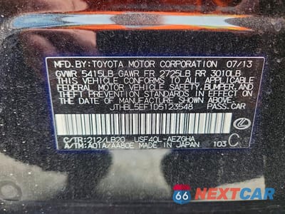 Zdjęcie 12 z 12 samochodu: 2013 LEXUS LS 460 VIN:JTHBL5EF1D5123548 - miniatura