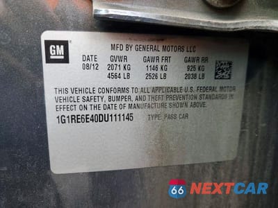 Zdjęcie 12 z 12 samochodu: 2013 CHEV VOLT VIN:1G1RE6E40DU111145 - miniatura