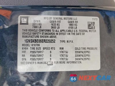 Zdjęcie 12 z 12 samochodu: 2014 CHEVROLET TAHOE K1500 LT VIN:1GNSKBE06ER229252 - miniatura