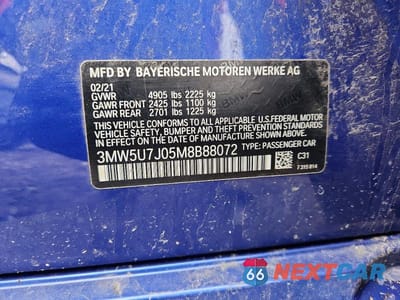 Zdjęcie 12 z 12 samochodu: 2021 BMW M340I VIN:3MW5U7J05M8B88072 - miniatura