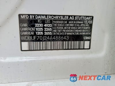 Zdjęcie 13 z 13 samochodu: 2004 MERCEDES-BENZ E 500 VIN:WDBUF70J24A488643 - miniatura
