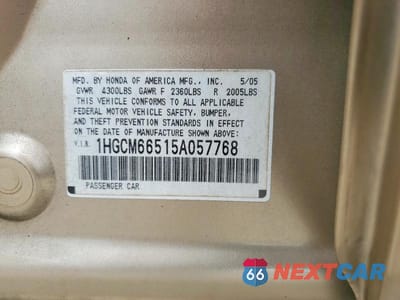 Zdjęcie 13 z 13 samochodu: 2005 HONDA ACCORD EX VIN:1HGCM66515A057768 - miniatura