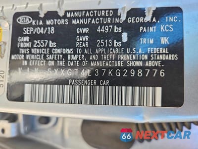 Zdjęcie 12 z 12 samochodu: 2019 KIA OPTIMA LX VIN:5XXGT4L37KG298776 - miniatura