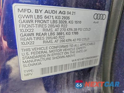 Zdjęcie 14 z 14 samochodu: 2021 AUDI Q8 PREMIUM PLUS S-LINE VIN:WA1EVAF10MD038057 - miniatura