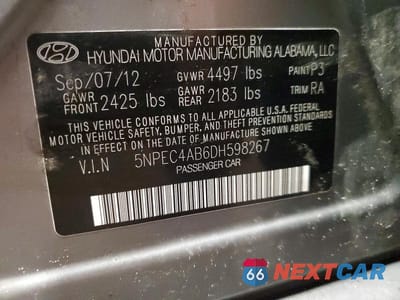 Zdjęcie 12 z 12 samochodu: 2013 HYUNDAI SONATA SE 2.0T VIN:5NPEC4AB6DH598267 - miniatura