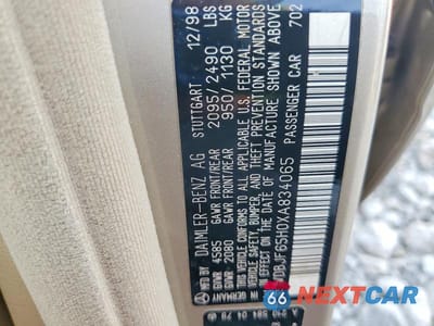 Zdjęcie 12 z 12 samochodu: 1999 MERCEDES-BENZ E 320 VIN:WDBJF65H0XA834065 - miniatura