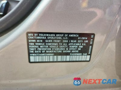 Zdjęcie 12 z 12 samochodu: 2014 VOLKSWAGEN PASSAT S VIN:1VWAT7A30EC068881 - miniatura