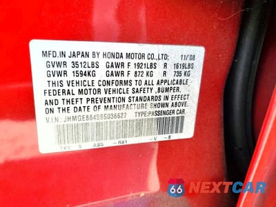 Zdjęcie 12 z 12 samochodu: 2009 HONDA FIT SPORT VIN:JHMGE88459S036627 - miniatura